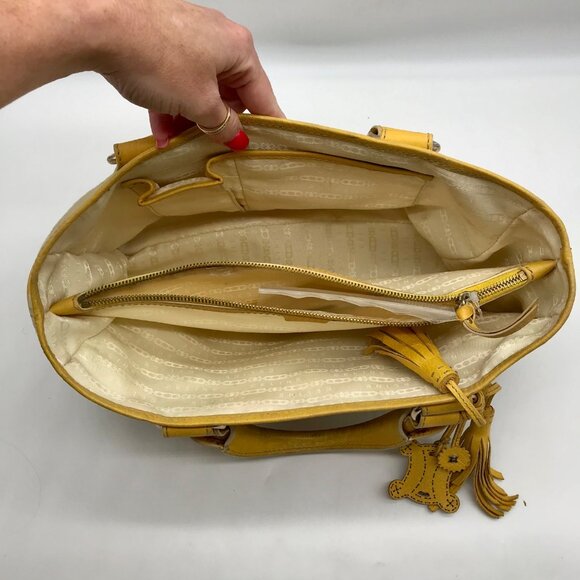 Celine Beige And Yellow Canvas Boogie Satchel Bag - Picture 10 of 10